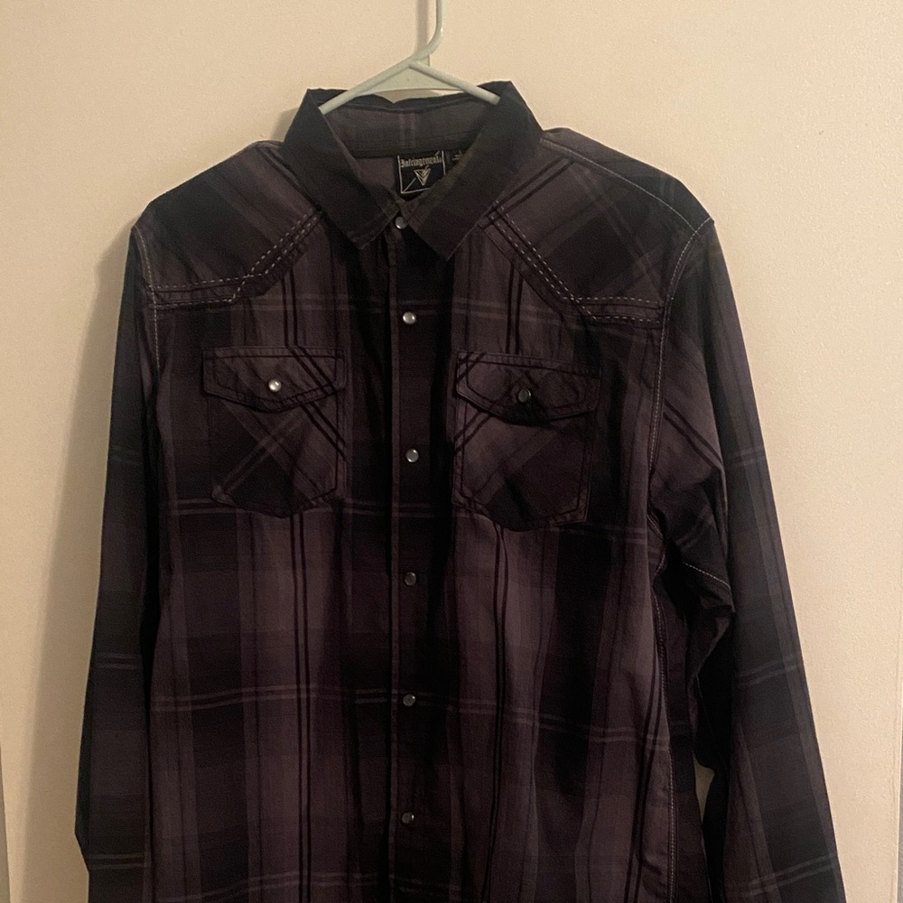 Black Plaid Button-Up Shirt
